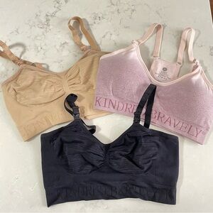 Kindred Bravely Nursing Bralettes in Pink, Beige & Black - Seamless Support Set